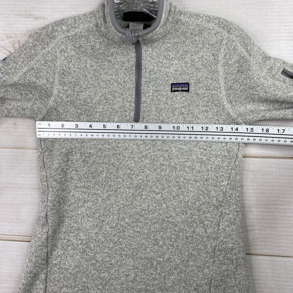 Patagonia Fleece Womens XS Gray Sweater Quarter Zip Custom Logo Pullover Knit - Picture 8 of 9